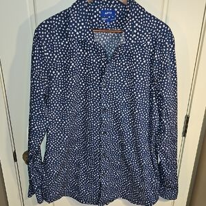 Apt. 9 MEN'S Blue and White Patterned Dress Shirt SIZE 17 1/2 Slim Flex Fit